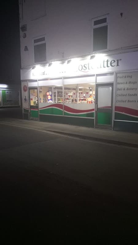 Costcutter shop front in Great Driffield, Yorkshire, featuring bright signage and displays for groceries and chilled foods.