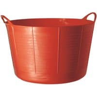 Small red flexible tub with two handles and ribbed sides by Red Gorilla.