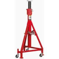 Red Sealey 5-tonne vehicle support stand with adjustable height, tripod base, and caster wheels.
