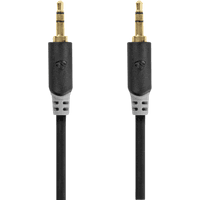 Black Nedis 3.5 mm stereo audio cable, 5 meters, with gold-plated male connectors and gray accents.