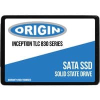 Black Origin Storage Inception SSD 512GB, 2.5in SATA, blue and white label with product details.
